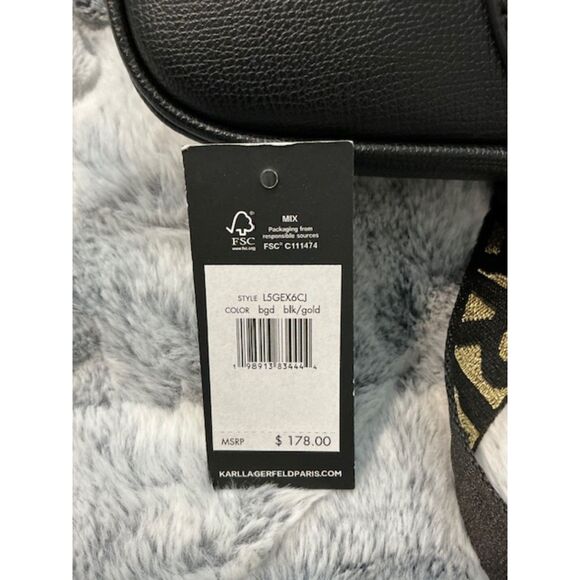 Karl Lagerfeld Black and Gold Crossbody bag Eiffel Tower Coin/bag charm NWT *** - Picture 3 of 6